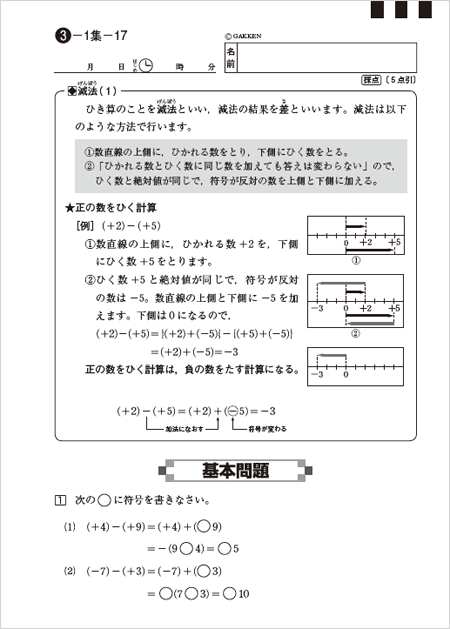 正負の数の計算