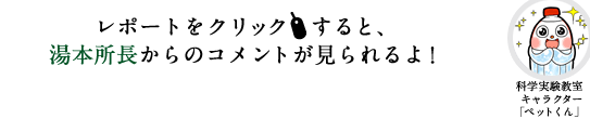 レポートをクリックすると、湯本社長からのコメントが見られるよ!
